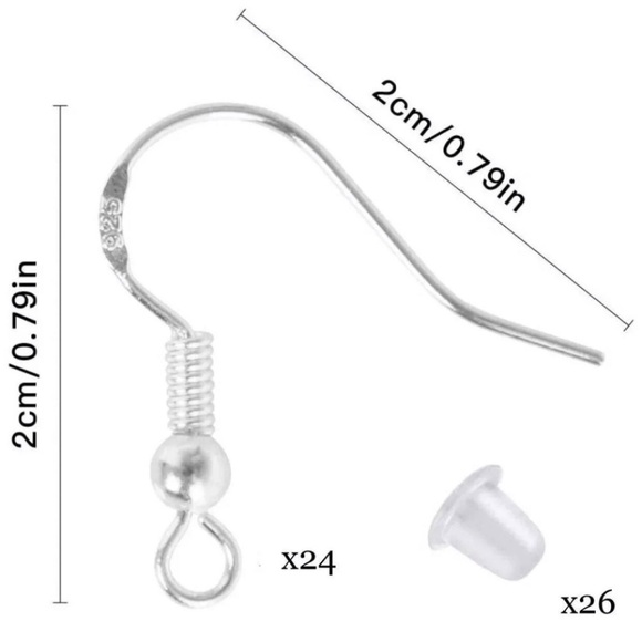 50 Pc 925 Sterling Silver Earring Wires & Stops Jewelry Making DIY Bundle Lot - Picture 9 of 12